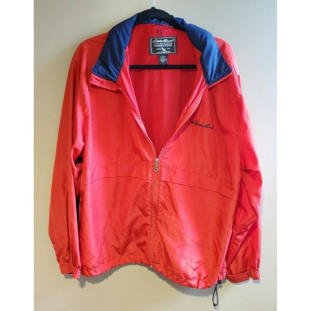 Eddie Bauer Red Lightweight Nylon Jacket Sz L Gorpcore Outdoors Hiking Camping - Picture 1 of 12